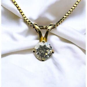14K Gold 1/4 Carat Natural Diamond Solitaire Necklace 18" .25ct Anniversary Gift